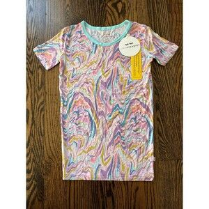 NWT - Little Sleepies Pink Marble Swirl Short Sleeve Top (12-14)